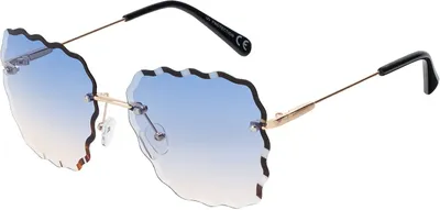 Produktbild von Damen Sonnenbrille Eckige Form 80er Modern Urlaub Sommer Strand 30563 Blau-Weiß
