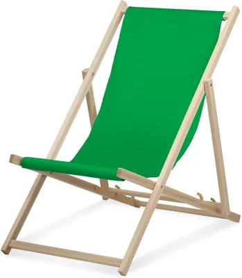 Produktbild von Liegestuhl - einfarbig - Grün - klappbar - aus Buchenholz - bis 95kg belastbar - 3fach verstellbare Lehne - Strandliege