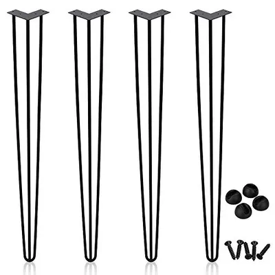 Immagine prodotto di karpal 4pcs Hairpin Legs Interchangeable Table &Cabinet Legs Hairpin Legs Table Frame 61cm, Mid-Century Modern Style con protezioni del pavimento a doppia asta e viti disponibili