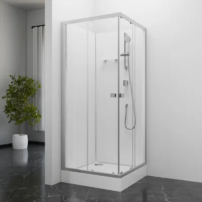 Produktbild von Duschkabine 85x85 MARWELL Komplettdusche Fresh Shower Square - 85x85x205cm - Komplettdusche mit Eckeinstieg - mit Gleittüren - hochwertige Aluminiumprofile