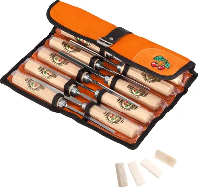 Produktbild von "KIRSCHEN" Werkzeuge 3157000 | 12-teiliger Bildhauerbeitelsatz in Lederrolltasche