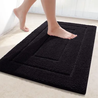 Immagine prodotto di Tappeto da bagno in microfibra, antiscivolo, 60x90 cm, nero, morbido, assorbente, lavabile in lavatrice