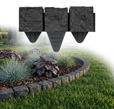 Produktbild von Rasenkante 1,8 m Anthrazit Granit Pflastersteine 10x10x10 cm Kunststoff