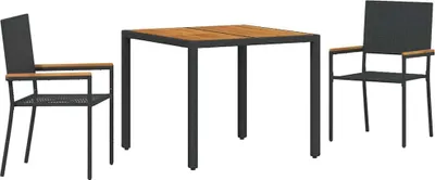 Image de vidaXL Ensemble de jardin 3 pcs noir Poly-Rotin