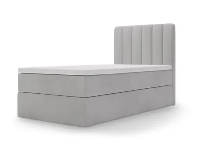 Produktbild von MYSEN Boxspringbett 100x200 Lamini mit Bettkästen mit Matratze (14 cm) mit Topper (4 cm) Komplett-Set Polsterbett Bonell H3 Hellgrau