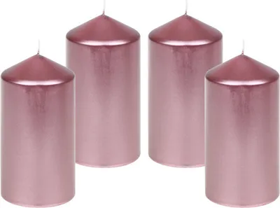 Produktbild von 4er Set Adventskranzkerzen "Edelglanz" Antikrosa 15 x 7,7 cm, Qualitäts Kerzen, Tropffrei, Rußfrei
