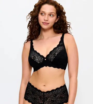 Obrázok produktu pre Triumph Amourette Floral Lace, Mäkký pohár, Čierna, Kostice, Vzor, Žena, Kvetinový vzor