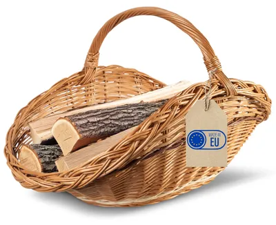 Obrázek produktu pro Creative Home nosič dřeva Krbový koš na dřevo Krbový koš Nosný koš | 67 x 41 x 43 cm | Úložný oválný koš na dřevo Proutěný koš na palivové dřevo