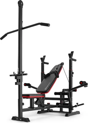 Obrázok produktu pre Hop-sport Tréningová lavica | Posilňovacia lavica s kladkou a modlitebníkom | Lavica na tréning s činkami