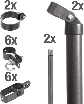 Image de Alberts 634360 Kit de raccordement de clôture portail en treillis ondulé à une clôture en grillage, kit,2s, phosphaté zinc anthracite métallique, à bétonner, Ø du montant du portail : 60 mm, hauteur de la clôture : 1000 mm