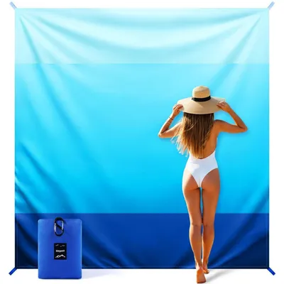 Produktbild von Stranddecke Sandfrei 220x215 cm Feuchtigkeitsabweisend Ultraleicht Windfest Tragbar