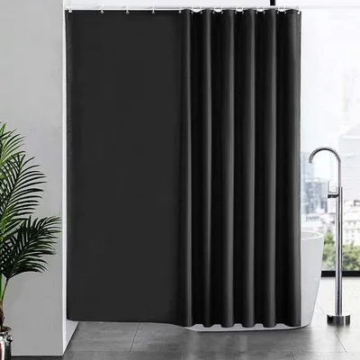 Obrázek produktu pro Černý sprchový závěs, extra dlouhý, odolný proti plísním, 240 × 180 cm, textilní, antibakteriální, voděodolný