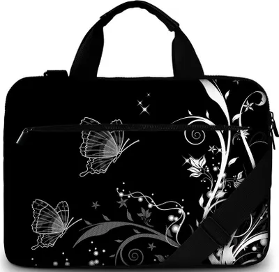 Produktbild von Laptoptasche / Notebooktasche 15 - 15.6 Zoll aus Canvas, Schmutz & wasserabweisend, Schwarz Butterfly