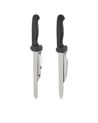 Produktbild von 2er Messerset mit Abstandshalter - Brotmesser & Fleischmesser - veredelter rostfreier Stahl, rutschfester Griff