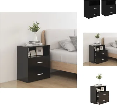 Zdjęcie produktu dla vidaXL Szafki nocne 2 szt. czarne 50x32x60 cm - Szafki nocne