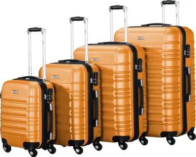 Produktbild von Zelsius Koffer Set 4 Stück, Orange, ABS Reisekoffer mit Zahlenschloss und Innen Trennwand