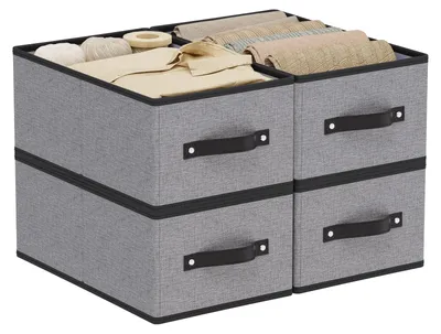 Obrázek produktu pro Velké úložné boxy – úložné koše s rukojeťmi – úložné boxy na oblečení – sada 4 kusů – skládací – 41 × 25 × 16,5 cm