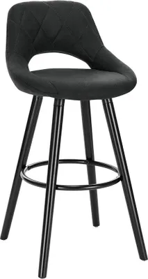 Produktbild von Hochbeine-Stuhl - 1 Stück - Stoff - Hocker - Luxus-Hocker - Hocker Mit Sitzfläche - Hocker - Hohe Barhocker - Schwarz - Holz