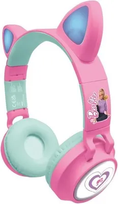 Obrázek produktu pro Dětská sluchátka Barbie, Bluetooth 5.0, svítící uši, integrovaný mikrofon, kabelová/bezdrátová, LEXIBOOK