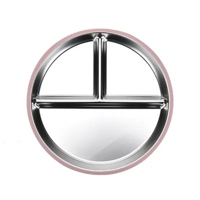 Produktbild von Baby Teller mit Saugnapf Rutschfester Edelstahl Kinderteller Beikost Baby Zubehör Rosa