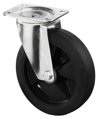 Image de BS Roulettes Roulette pivotante B60 diamètre 200mm capacité de charge 300kg pneu plein élastique plaque 138x109mm - L400.B60.200
