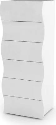 Immagine prodotto di Dmora Cassettiera Asch 40x50x121.7h cm Bianco Lucido, 6 Cassetti Apertura Scorrevole  Italy