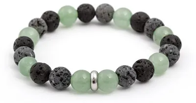 Immagine prodotto di Bracciale di perline in pietra lavica e avventurina MINK99, 19 cm