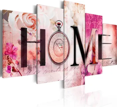 Produktbild von Wandbilder Home Blumen Uhr 100x50 cm 5 tlg – Moderne Leinwandbilder, Leinwanddruck, Wanddeko Schlafzimmer, Leinwandbilder 020115-68