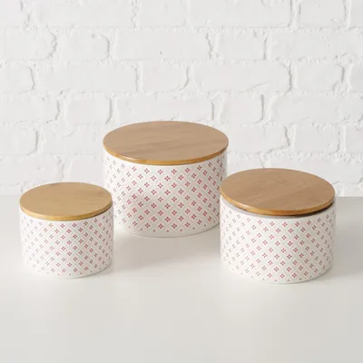 Produktbild von Keramikbehälter mit Bambusdeckel LILLY, 3er-Set