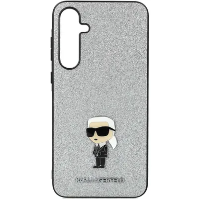 Imagen del producto de Funda Karl Lagerfeld con brillo fijo, logo icónico y pin metálico para Samsung Galaxy A35 - Plateada