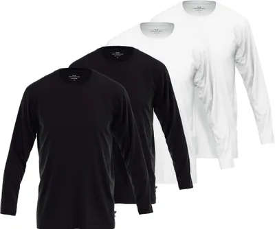 Produktbild von GÖTZBURG Herren Langarmshirt, 4er Pack - Baumwolle, Longsleeve, einfarbig Weiß/Schwarz 3XL