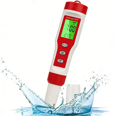 Produktbild von 4-in-1 Wasserqualität-Tester, Tragbar Elektronischer Wassertester, 0,01 Hohe Genauigkeit PH-Messgerät, TDS/EC/Temp/PH Stift, LCD-Display