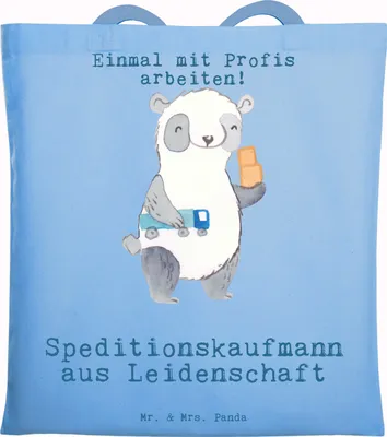 Produktbild von Mr. & Mrs. Panda Jutebeutel Speditionskaufmann Leidenschaft - Sky Blue - Geschenk, Tote Bag, Uni Tasche, Schultasche, Shopping, Tragetasche