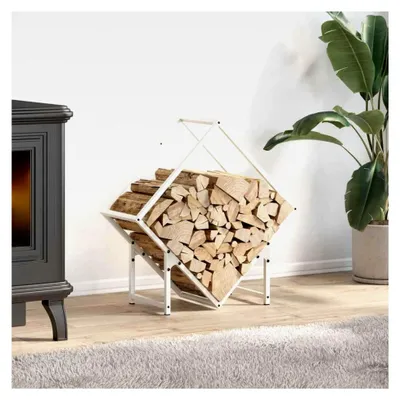 Produktbild von Kaminholzregal in Weiß, 60x25x60cm aus kaltgewalztem Stahl