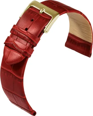 Produktbild von Eulit Rainbow Uhrenarmband rot Kalbsleder Krokoprägung Dornschließe, Anstoß:20 mm