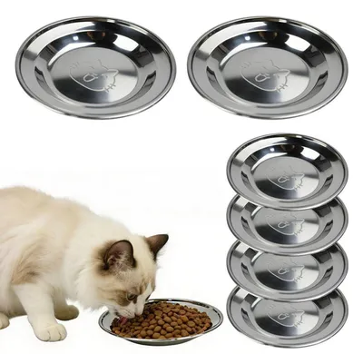 Image de 6 gamelles en acier inoxydable de 16,4 cm pour animaux de compagnie