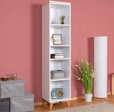 Produktbild von Regal Amanto 11, Farbe: Weiß / Esche - Abmessungen: 173 x 38 x 34 cm (H x B x T)