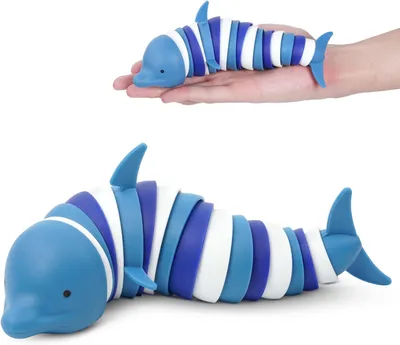 Produktbild von Fidgets Slug Spielzeug, 3D Fidget Slugs Toys, Sensorisches Spielzeug, Flexible Kreatives Delfinspielzeug für Erwachsene, Kinder, Autisten (Delfin)