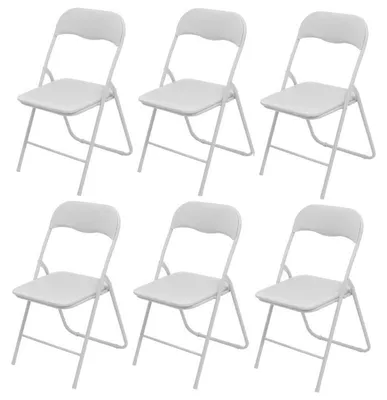 Image de Chaise Pliante en PVC et Métal Blanc - Lot de 6 Chaises Pliables | Solides