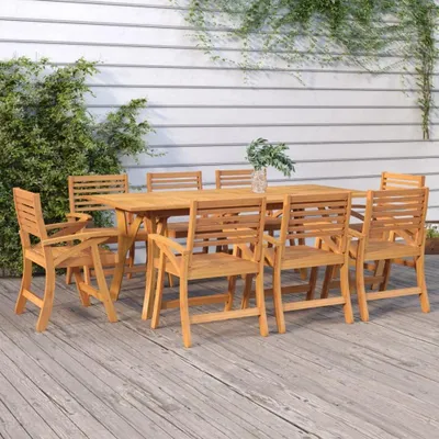 Produktbild von Robuster Gartentisch aus massivem Akazienholz, 200x90x75 cm, für Balkon, Terrasse, Garten und Veranda, wetterfest und pflegeleicht zum Essen, Grillen und für Picknicks