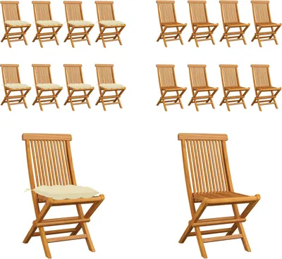 Produktbild von vidaXL Gartenstühle mit Cremeweißen Kissen 8 Stk. Massivholz Teak - Gartenstuhl - Gartenstühle - Holz-Gartenstuhl - Holz-Gartenstühle
