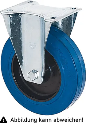 Produktbild von Rollcart Elastik-Bockrolle Ø160x50mm in blau 200kg Tragkraft mit Kunststoff-Felge