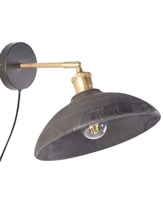 Obrázek produktu pro BELIANI Nástěnná lampa černá a mosazná stínítko z mangového dřeva ložnice obývací pokoj rustikální moderní design závěsné světlo
