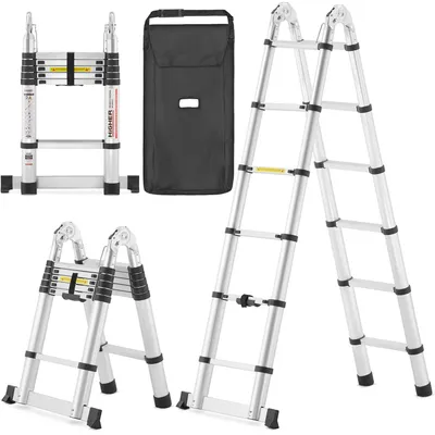Zdjęcie produktu dla Drabina aluminiowa teleskopowa rozsuwana dwustronna HIGHER 3,80m + torba