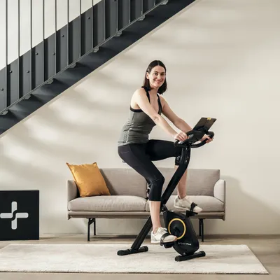 Produktbild von SportPlus I Heimtrainer I klappbar für zuhause, X-Bike mit 8 Stufen, Fitness-Fahrrad mit Tablethalterung & App Kompatibilität, max Benutzergewicht 110 kg, SP-HT-1200-B-iE