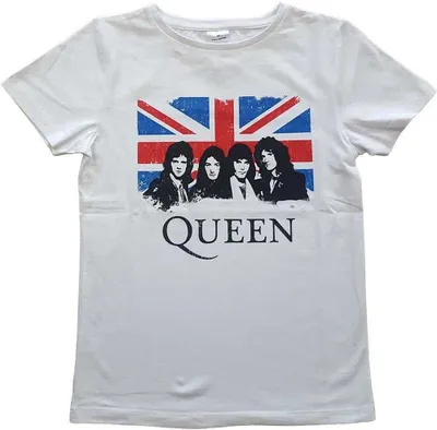 Produktbild von Queen - Vintage Union Jack Kids 9-10 Jahre T-Shirt - Weiß