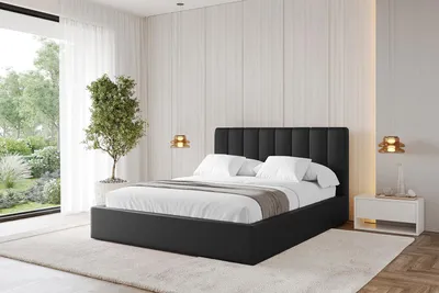 Produktbild von ALTDECOR Polsterbett mit Bettkasten - STERA 120x200 cm Schwarz Kunstleder - Bett mit Matratze H3/H4, Kopfteil, Boxbett, Lattenrost, Doppelbett mit Stauraum