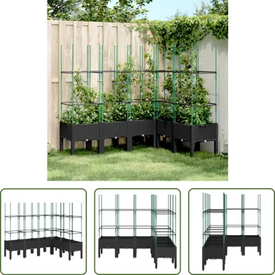 Produktbild von The Living Store Pflanzkübel mit Rankgitter Schwarz 160x120x142,5 cm PP