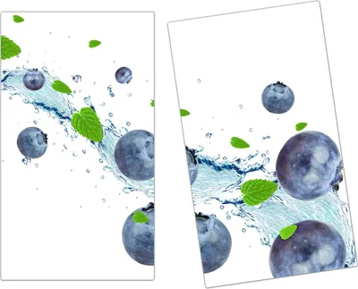 Produktbild von Spritzschutz Herdabdeckplatte Schneidebrett aus Glas Heidelbeeren auf Wasserwelle 2-Teilig (60x52cm)