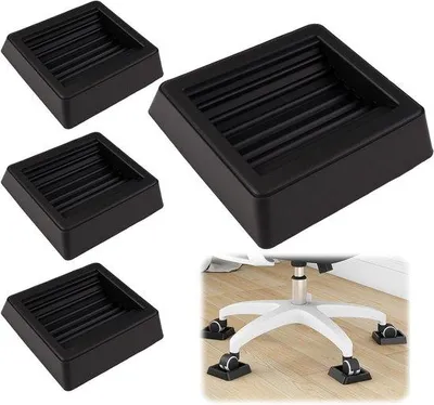 Image de Lot de 4 patins antidérapants pour meubles, noir, 8 x 8 cm